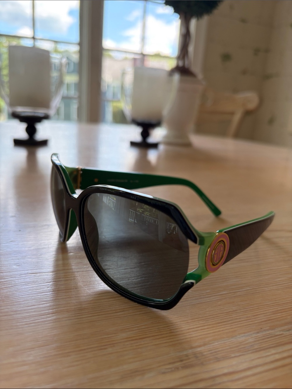 Lilly Pulitzer Black/Green/Pink Oversized Women's Sunglasses
